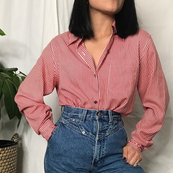 Vintage Tops - SOLD Vintage 80s 90s pin striped minimalist blouse
